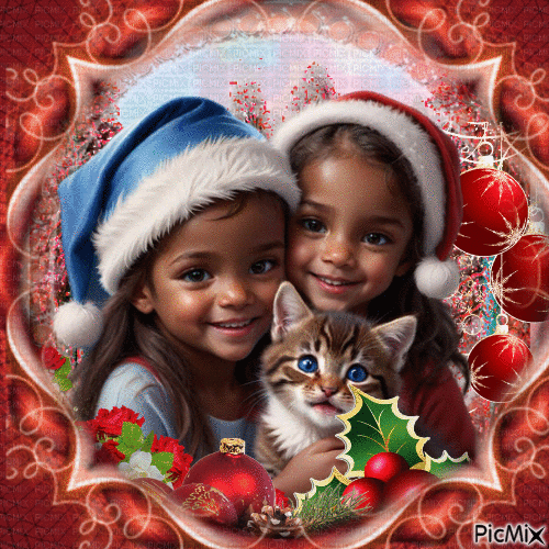 Enfants à Noël - Darmowy animowany GIF