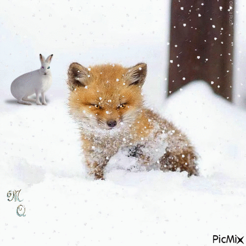 friends in the snow - Безплатен анимиран GIF
