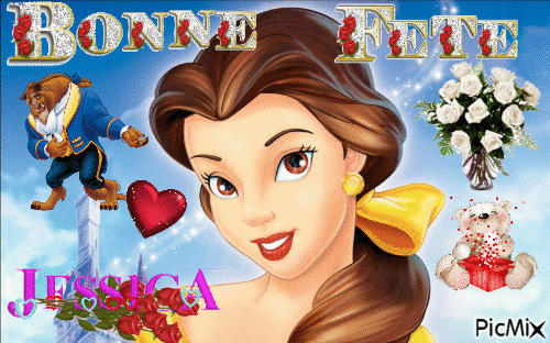 Bonne fête Jessica "Belle" - GIF animé gratuit