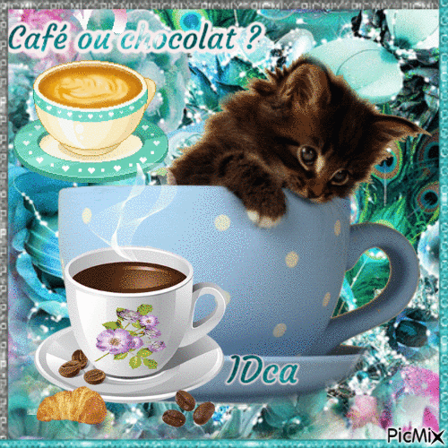 Café ou chocolat  turquoise - GIF animé gratuit