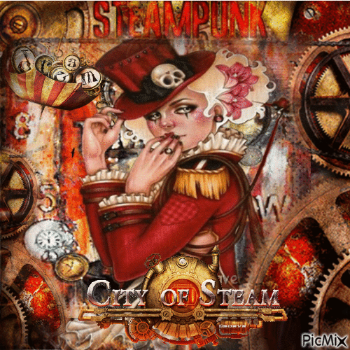 Steampunk woman - Gratis animeret GIF