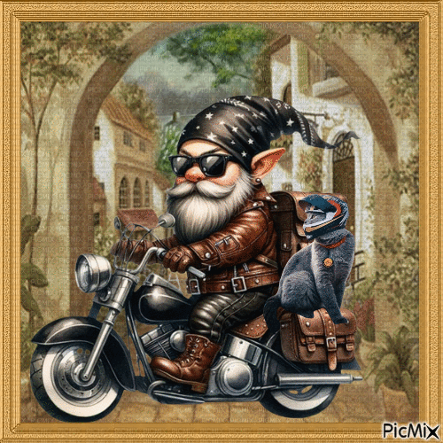 Biker Gnome - Né pour rouler. - Animovaný GIF zadarmo