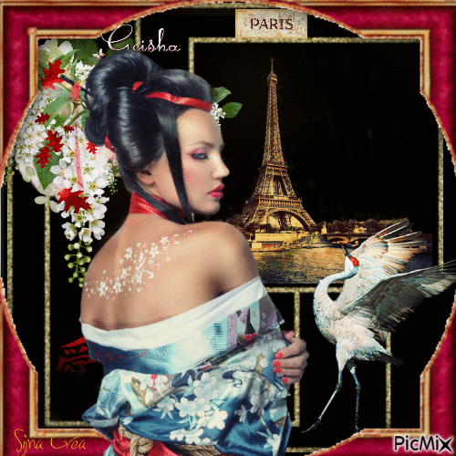 Geisha à Paris - GIF animé gratuit