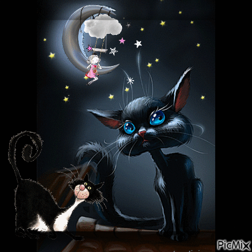 Os gatos pretos - Gratis animerad GIF