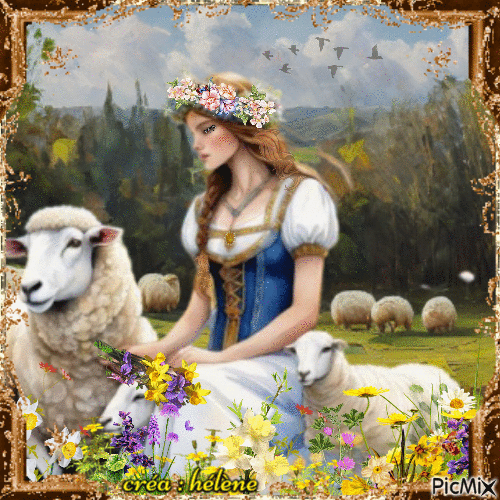 concours : Femme avec des moutons - Δωρεάν κινούμενο GIF
