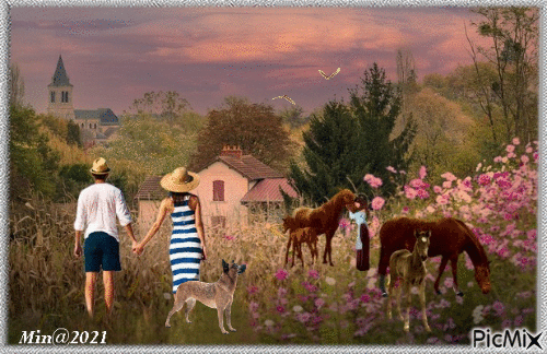Min@ besök på landsbygden--visits to the countryside - GIF animado grátis