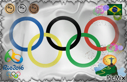 **** LE DRAPEAU DES OLYMPIQUES 2016 À ``RIO (BRÉSIL)...!!!!`` **** - Bezmaksas animēts GIF