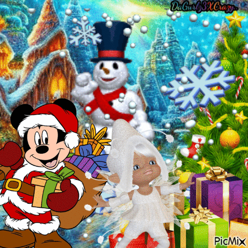 Snow mickymouse and friends - Free animated GIF