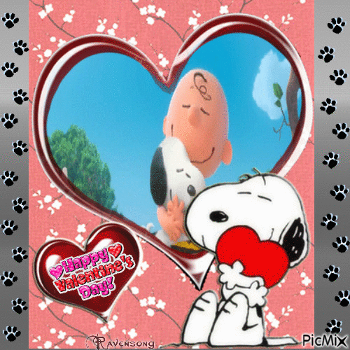 Happy V Day from Snoopy - GIF เคลื่อนไหวฟรี