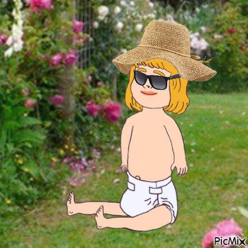 Baby in garden - kostenlos png