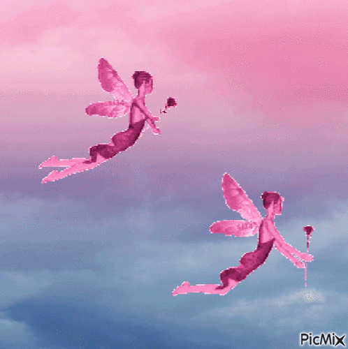 Beautiful fairies in the sky - Gratis animeret GIF