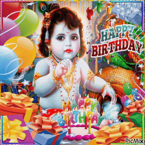 Happy Birthday Krishna - Gratis geanimeerde GIF