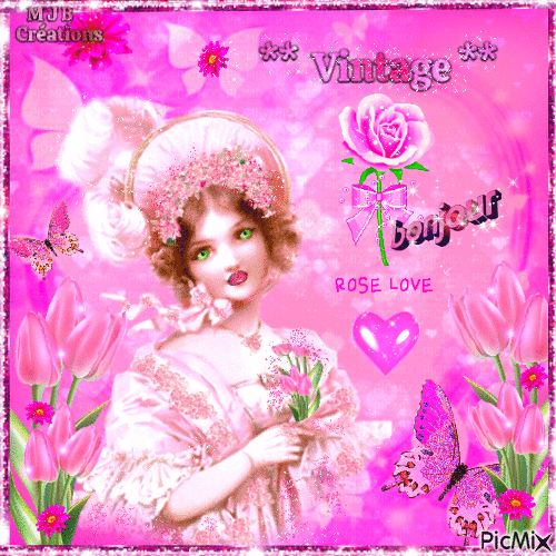 .. Vintage en Rose  .. M J B Créations - 免费动画 GIF