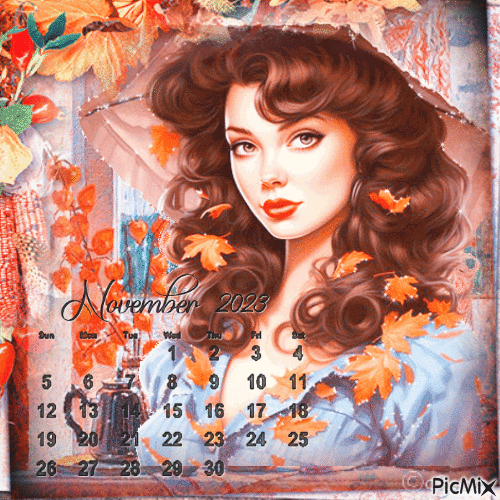 November woman calendar - GIF animé gratuit