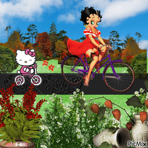 Betty Boop - Hello Kitty - Free animated GIF
