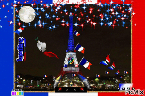 * * * * LA TOUR EIFEIL AUX COULEURS DE ``LA FRANCE...!!!!`` * * * * - Ücretsiz animasyonlu GIF
