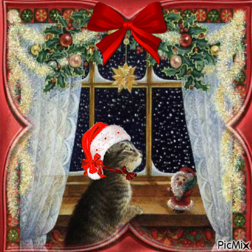 Gatto di Natale - Безплатен анимиран GIF