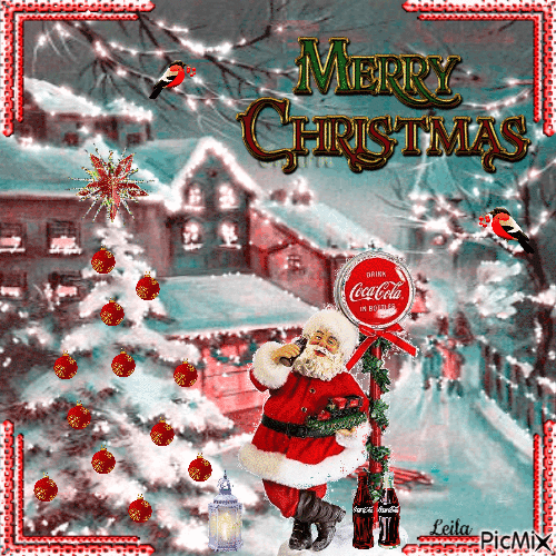 Merry Christmas. Coca Cola santa - GIF animado grátis
