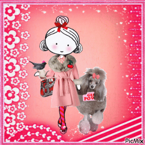 FEMME ET SON CHIEN - Free animated GIF