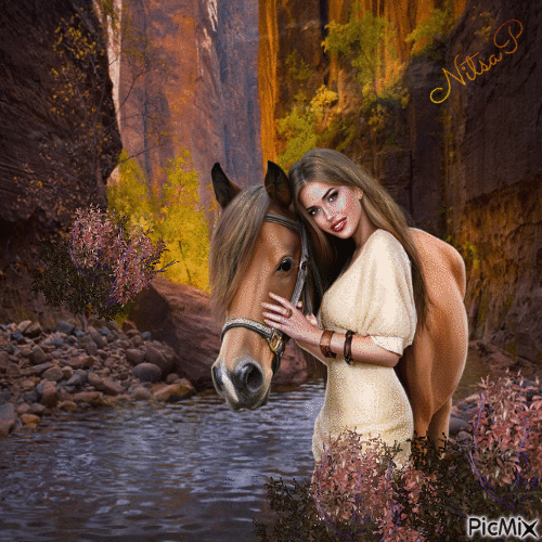 The girl and the horse :x - Animovaný GIF zadarmo