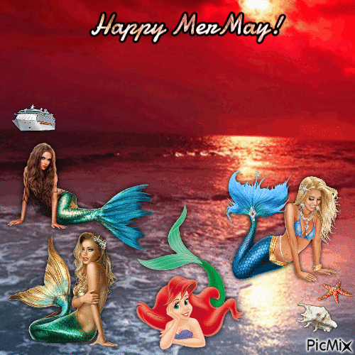 Ariel and mermaid friends on land - Бесплатни анимирани ГИФ