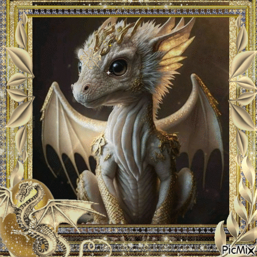 Dragón dorado - GIF animado grátis