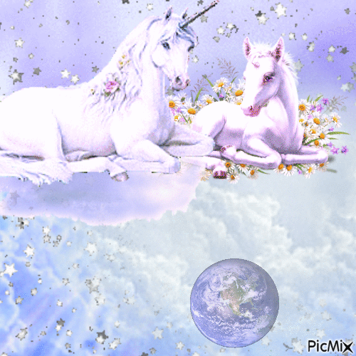 Mare and her foal - Free animated GIF