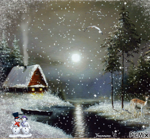 maison sous la neige - Darmowy animowany GIF