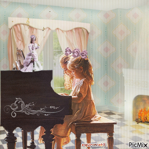 Petites pianistes - Бесплатный анимированный гифка