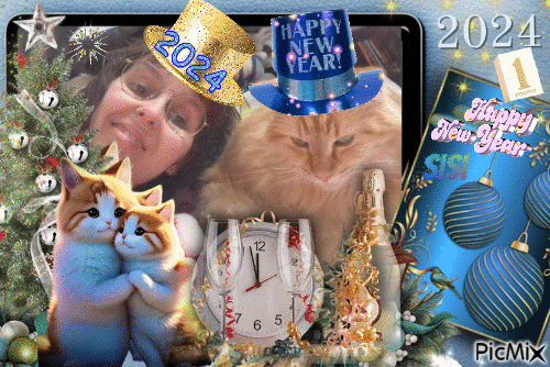 happy new year moi et ma cannelle d'amour 2024 - GIF animado gratis
