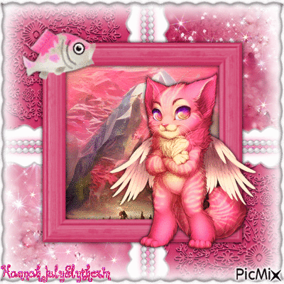 ♥♠♥Pink Fantasy Kitty♥♠♥ - Безплатен анимиран GIF