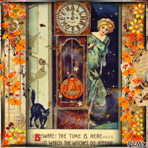 Halloween  in vintage style - Free animated GIF