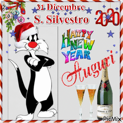 Auguri Silvestro  Happy New Year - Darmowy animowany GIF