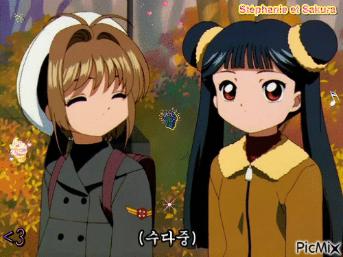 Giff Sakura chasseuse de cartes Stéphanie et Sakura créé par moi - Безплатен анимиран GIF