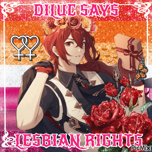 diluc says lesbian rights - Gratis animeret GIF