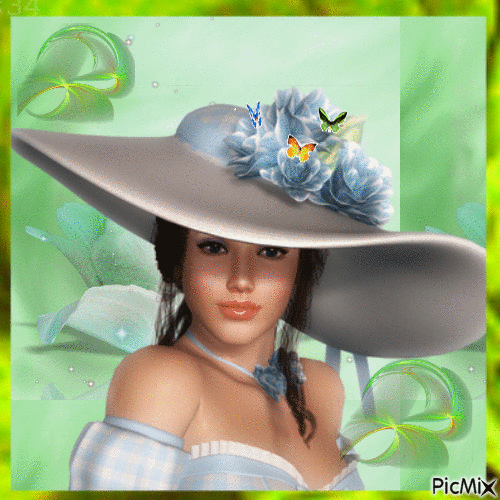 Femme au chapeau - GIF animado grátis