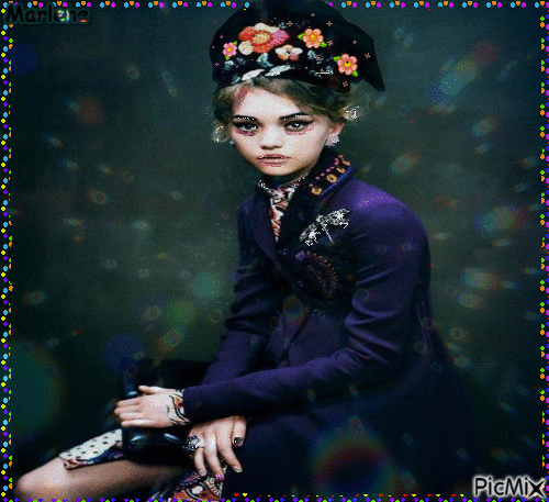 Portrait Woman Colors Deco Glitter Black Fashion Glamour Spring  Flowers Hat - Gratis animerad GIF