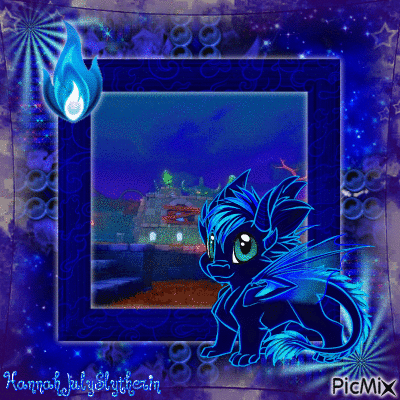 (♣(Lil' Blue Fuzz Dragon)♣) - GIF animé gratuit