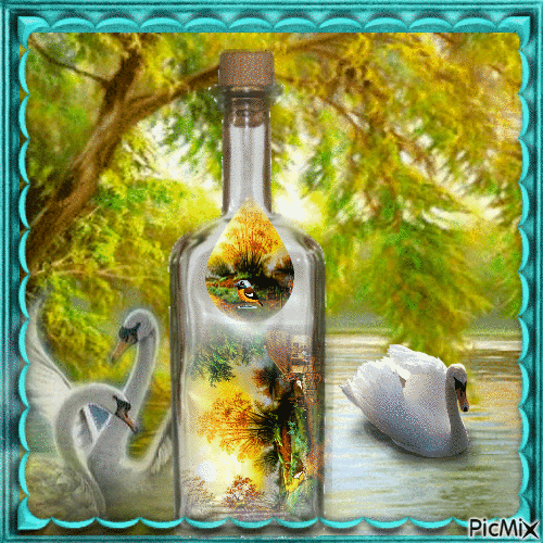 paysage dans la bouteille - 無料のアニメーション GIF