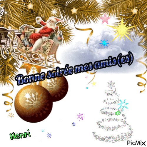 Bonne soirée avec Père Noel - GIF animate gratis