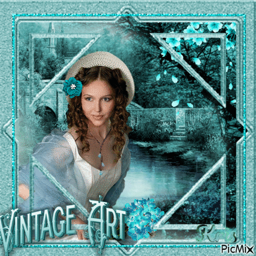 Art vintage dans les tons turquoises - Δωρεάν κινούμενο GIF