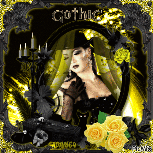 Gothic woman - Yellow and black - Free animated GIF