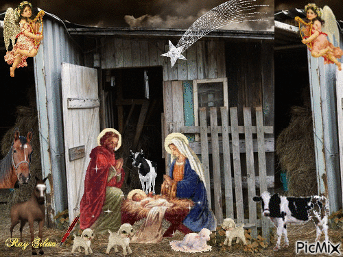 Natal - nasceu Jesus - GIF animé gratuit