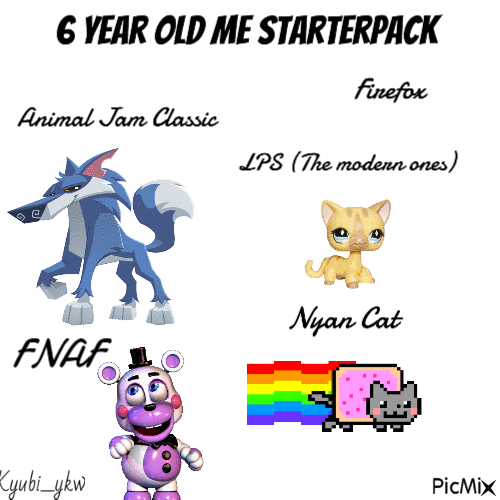 6 year old me starterpack - GIF animé gratuit