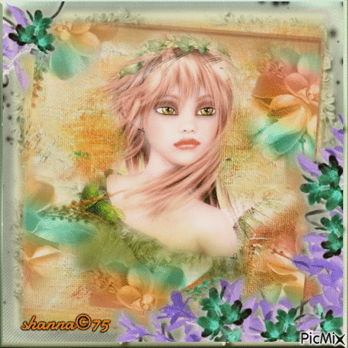 portrait femme fleur ♥ - Безплатен анимиран GIF