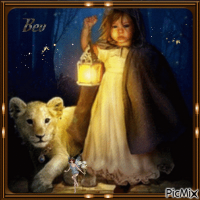 The little girl with her friend - Free animated GIF
