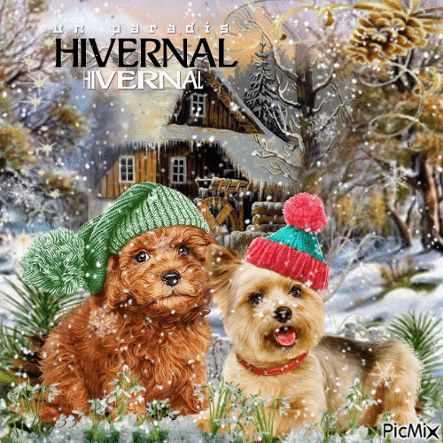 chien en hiver - Free animated GIF