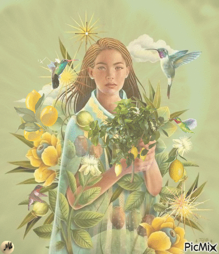 Madre de limones y colibrí - Ingyenes animált GIF