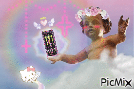 Baby jesus approves of monster energy - GIF เคลื่อนไหวฟรี