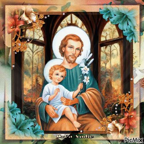 Saint-Joseph & l'Enfant Jésus - GIF animé gratuit